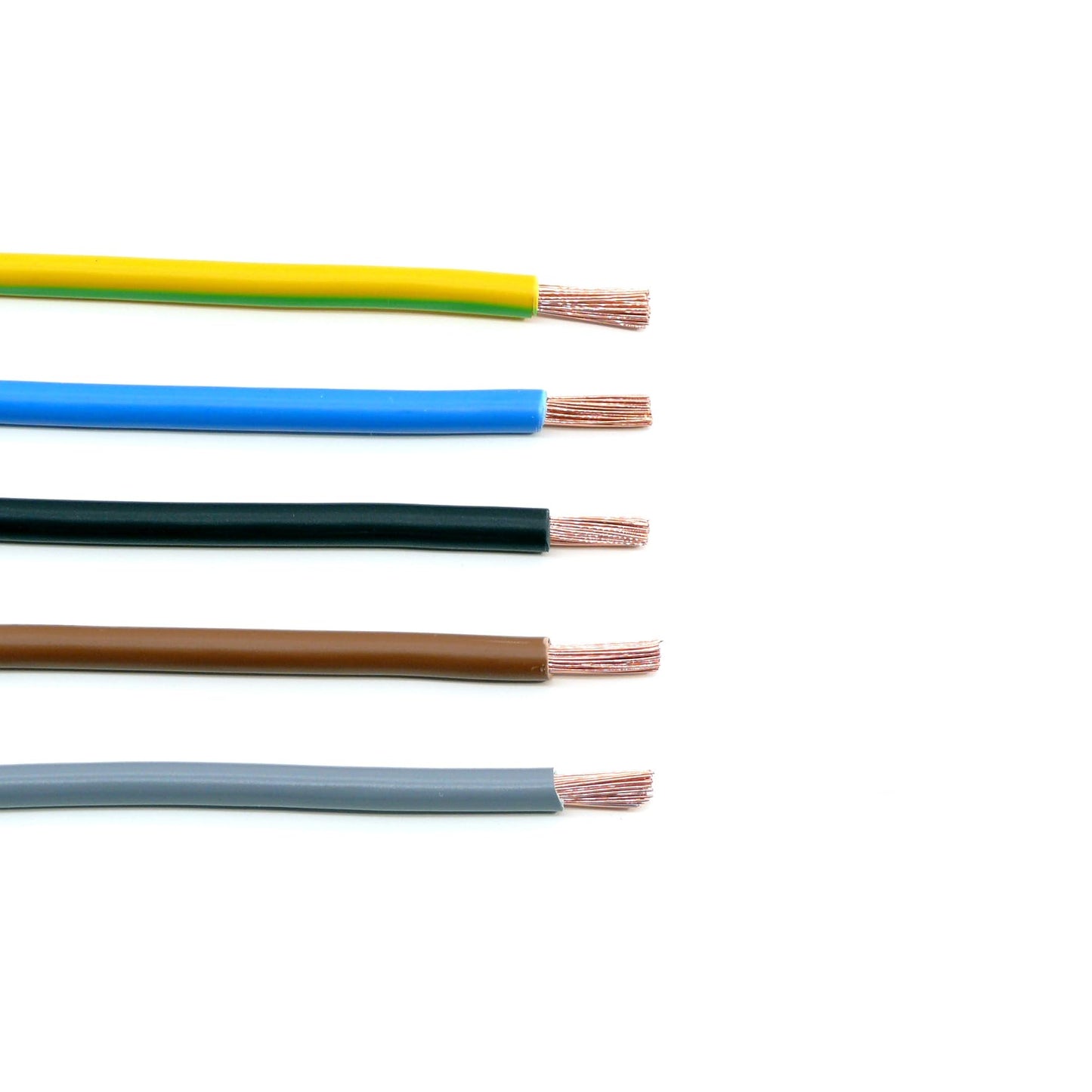 Verdrahtungssatz 5x 1m (schwarz, grau, braun, blau, grün/gelb) Aderleitung flexibel H07V-K 10 mm² inkl. Aderendhülsen 10mm2 für Zählerschrank Verteilung (Set 5x 1 Meter & 20 AEH)