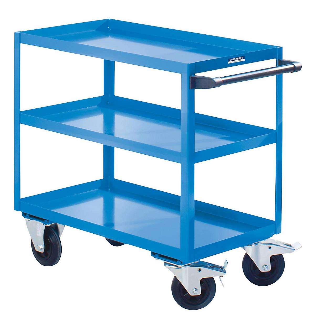 eurokraft | pro | Montagehilfswagen | 3 Etagen | Tragfähigkeit 350 kg | Gesamthöhe 915 mm | lichtblau