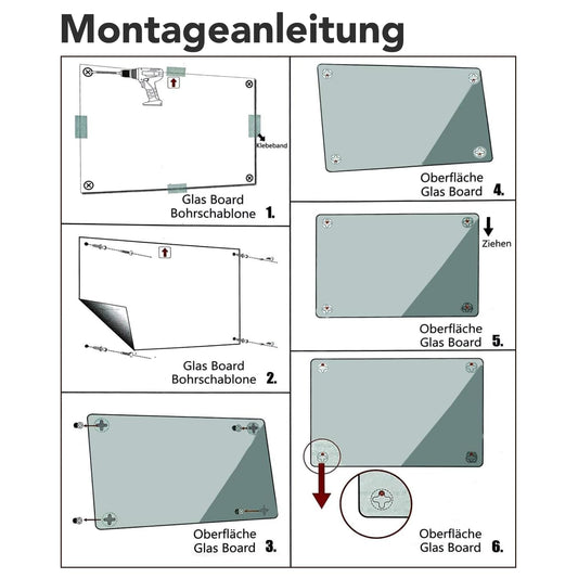 Premium Magnettafel aus Glas, Whiteboard rahmenlos, Pinnwand magnetisch, Glastafel inkl. 5 Magnete, Magnetwand beschreibbar, Wandtafel, Memoboard (120 x180 cm)