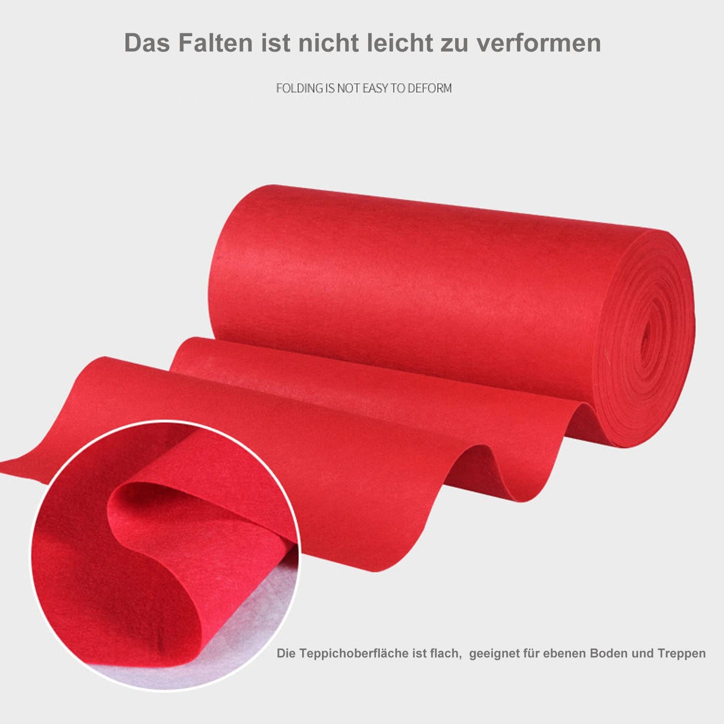 uyoyous Roter VIP-Teppich Hochzeitsteppich 10M Eventteppich Messeteppich 2mm Dicke Empfangsteppich Rot Party Hochzeits Lang Teppich Flur Gangläufer 10 x 1 M (L x B)