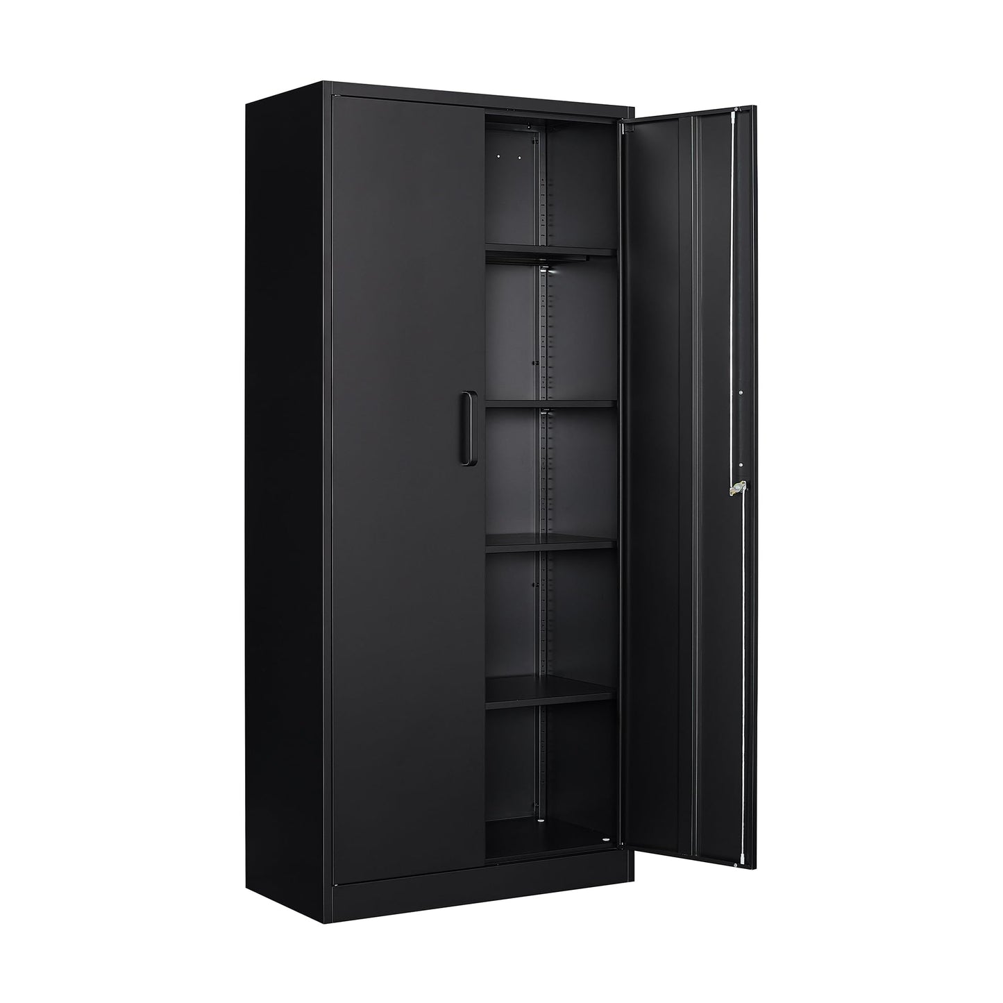 Aktenschrank Aufbewahrungsschrank mit Schloss Stahlschrank Stahlspind Mehrzweckschrank Metallschrank mit 2 Türen für Büro Haus Garage Fitnessstudio Schule 170X78X39cm Schwarz