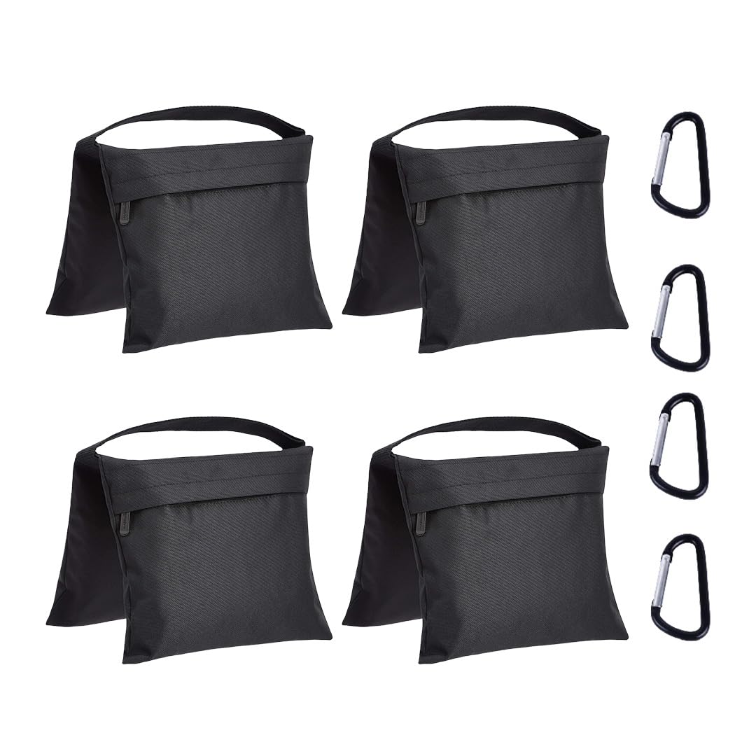 Amazon Basics - Fotografische Leere Sandsack-Sets für Lichtständer, Reflektoren, Softboxen und Fotostudio, Maximale Belastung 9kg, 4er Pack, Schwarz