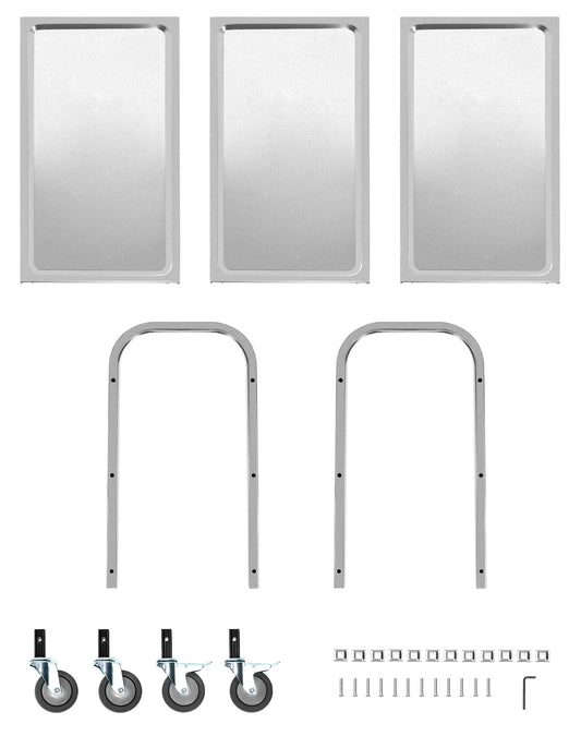 QWORK® 3-Etagen Edelstahl Servierwagen Teewagen Reinigungswagen mit Vibrationsarmen Bremse Lenkrollen für Küche, Hotel, Restaurant (75 x 40 x 83,5 cm)