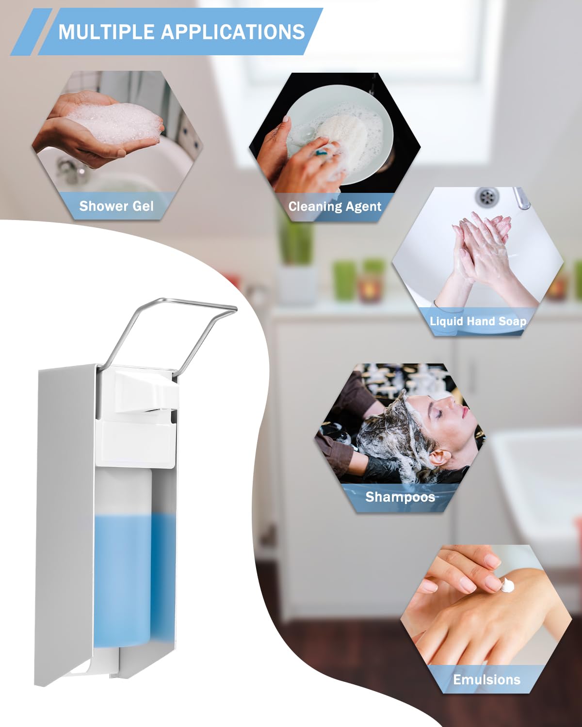 TIDEVAN Seifenspender 500 ml Seifenspender Wand Desinfektionsmittelspender Seifenspender Wandmontage Soap Dispenser Shampoo Lotion Handseifenspender für Küchen und Bad, Mehrweg Seifenspender