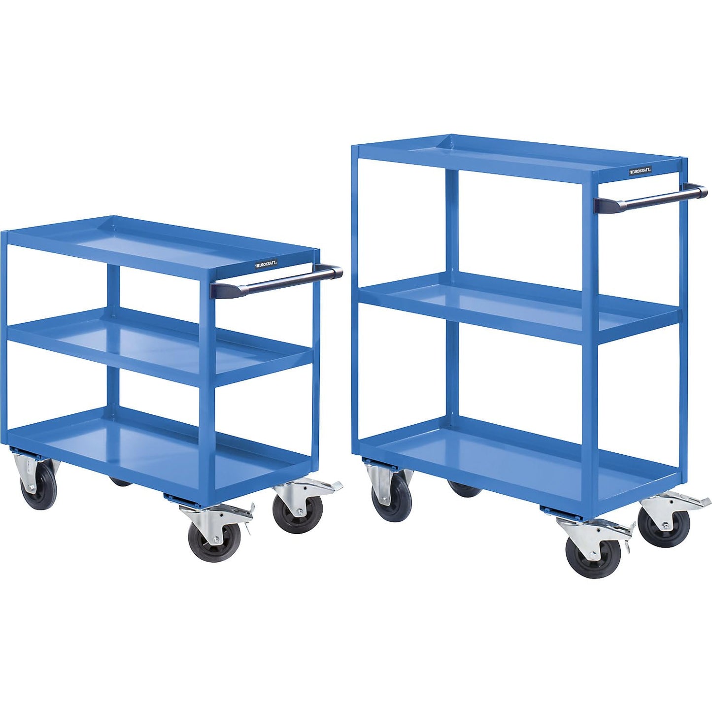eurokraft | pro | Montagehilfswagen | 3 Etagen | Tragfähigkeit 350 kg | Gesamthöhe 915 mm | lichtblau