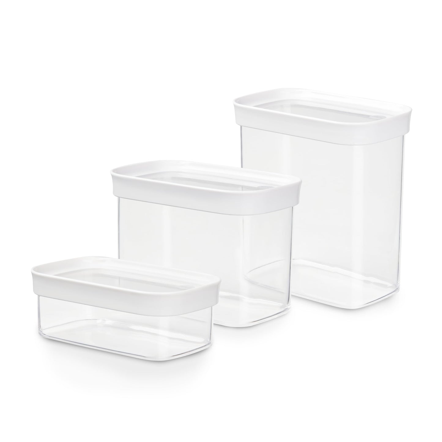 Emsa N11427 Optima 3-teiliges Trockenvorratsdosen-Set | 0,45/1/1,6 Liter | rechteckig | 100% sicher/hygienisch/unbedenklich/platzeffizient | Frischedichtung | BPA-frei | transparentes Design
