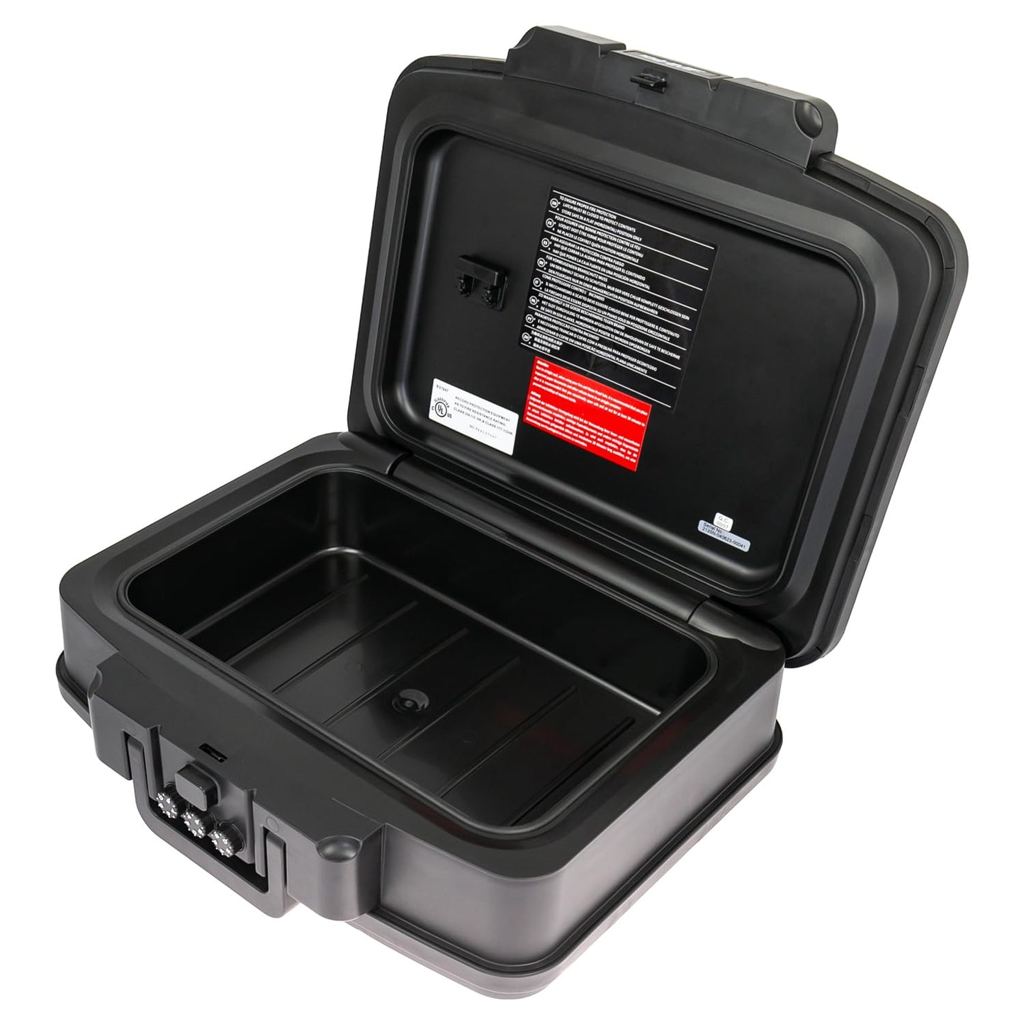HMF 250437 Feuerfeste Wasserdichte Dokumentenbox mit Zahlenschloss | DIN A4 | 44,5 x 16,5 x 33 cm | Schwarz