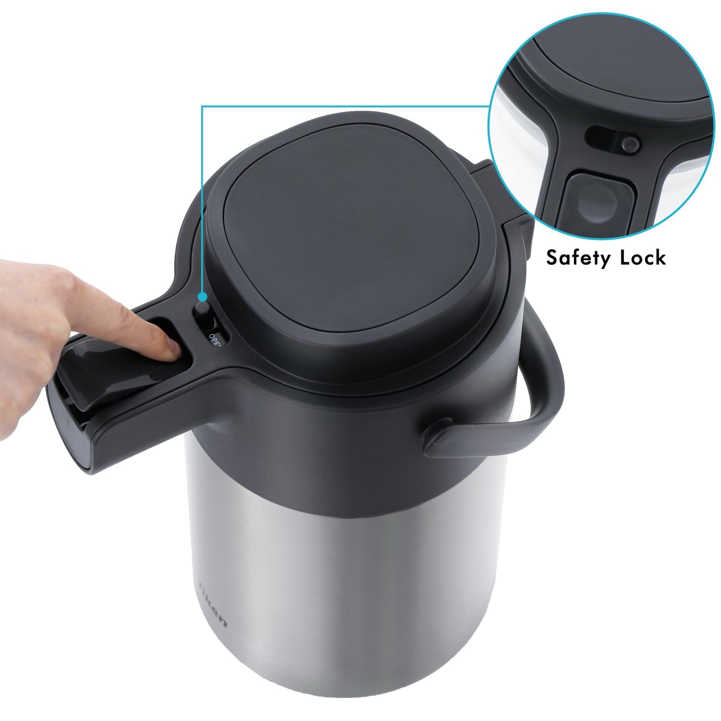 Tiken 4L Pumpkanne Thermoskanne Edelstahl Doppelwandige Vakuum Isolierkanne Kaffeeskanne
