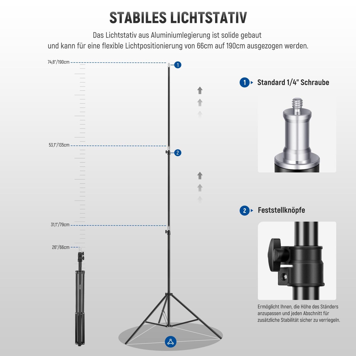 NEEWER 660 LED Videolicht Panel 2 Set mit Stativ: (2) Bi Farbe CRI96+ LED Videoleuchte Fotolicht mit Barndoor, (2) 75" Lichtstativ für Fotografie Licht Video Studio Dauerlicht Filmlicht (Schwarz)