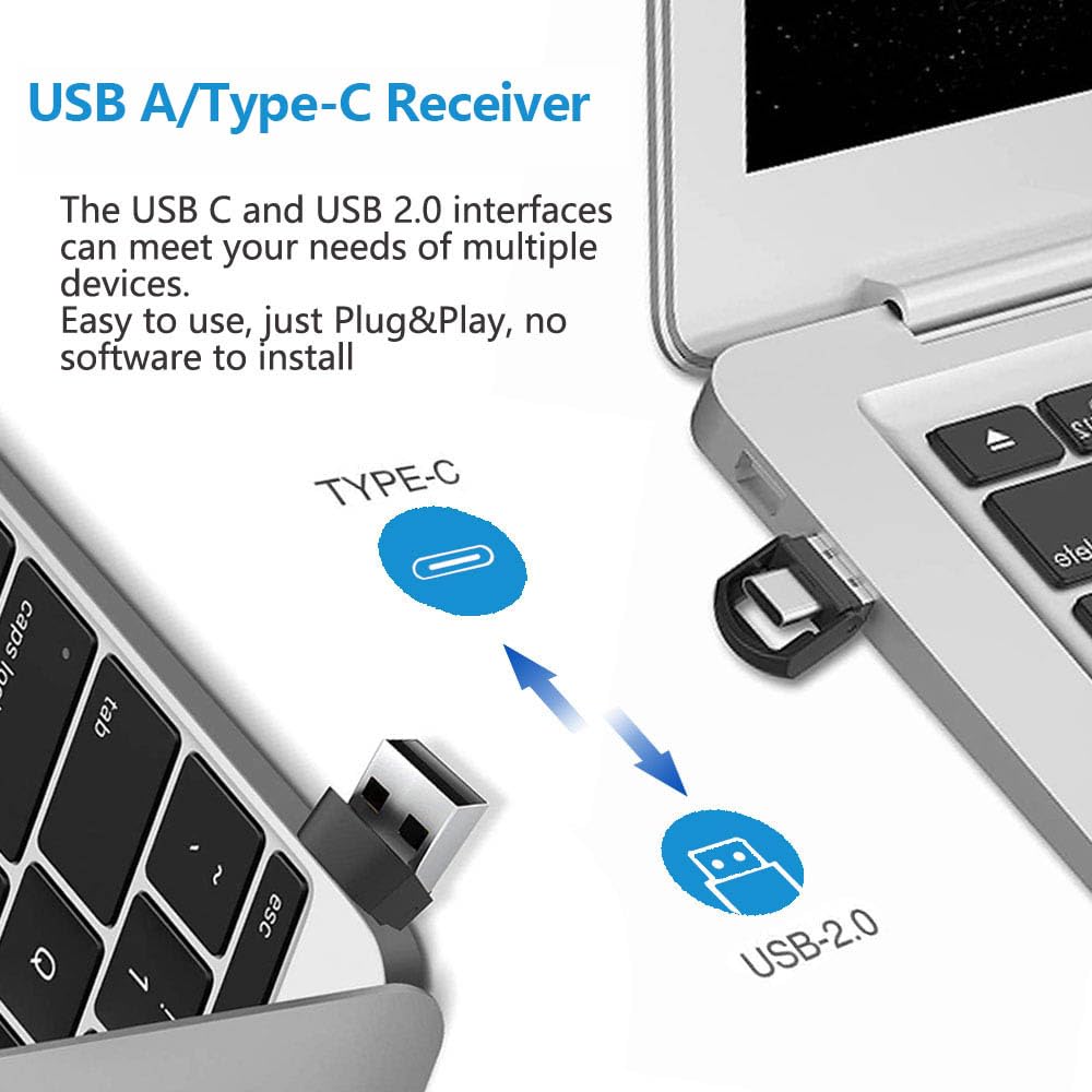 USB/Type-C 2-in-1 Wireless Presenter Aufla-dbarmit Hyperlink Lautstärkeregler, 2.4Ghz Powerpoint Fernbedienung Pointer für Präsentationen Klicker, Kabelloser Präsenter für Mac Laptop