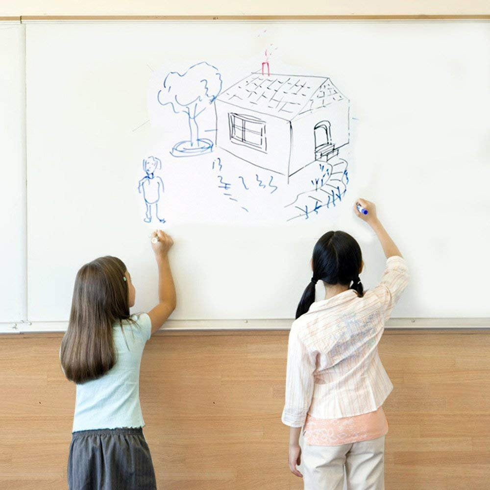 FENTIS Selbstklebender Whiteboard-Aufkleber Wandaufkleber Tafel aus Kunststoff Vinyl Aufkleber Wandkontaktpapierrolle für Kinder Heimwerken Funktioniert Schule Klassenzimmer Zuhause Büro 44x200cm