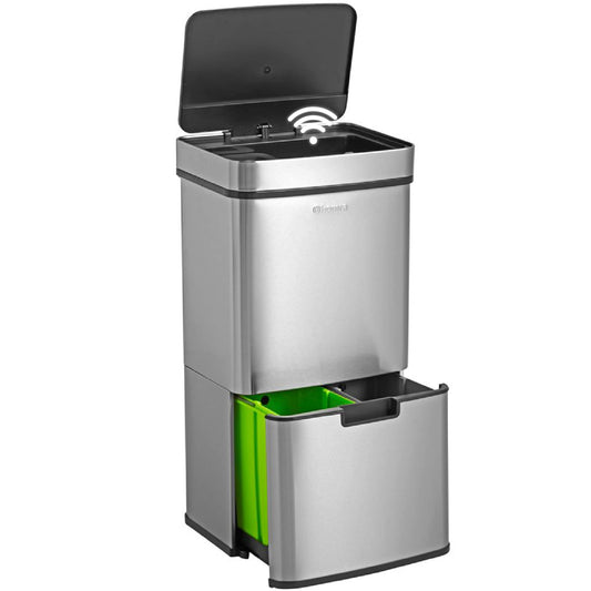 Homra® Nexo Mülleimer mit Sensor 3+1 Fächern | Edelstahl Smart Bin | Küchen Abfalleimer Bewegungssensor | Mülltrennung Elektrisch | Smart Bin | Mülltrennsystem für Mülltrennung in der Küche