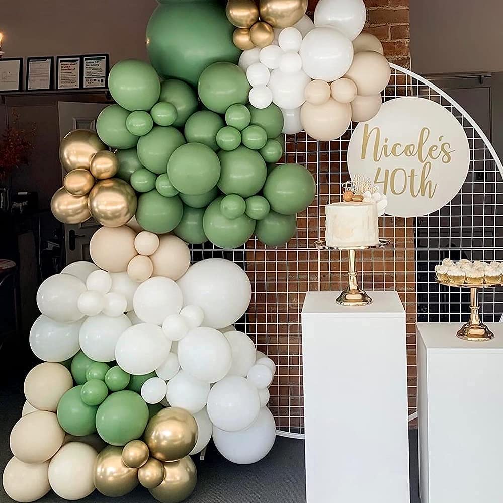Ballon Girlande Grün,152 Stück Luftballon Girlande Grün mit Avocado Grüne Ballons Olive Grün Gold Ballons,Sage Green Ballon Set für Baby Shower Babyparty Geburtstag Party Hochzeit Deko
