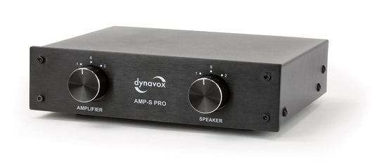 Dynavox AMP-S Pro, Verstärker- und Lautsprecher-Umschalter in Metallgehäuse, für Stereo- und Surround-Verstärker, Verbindung über Bananenstecker oder Klemmanschluss, Schwarz