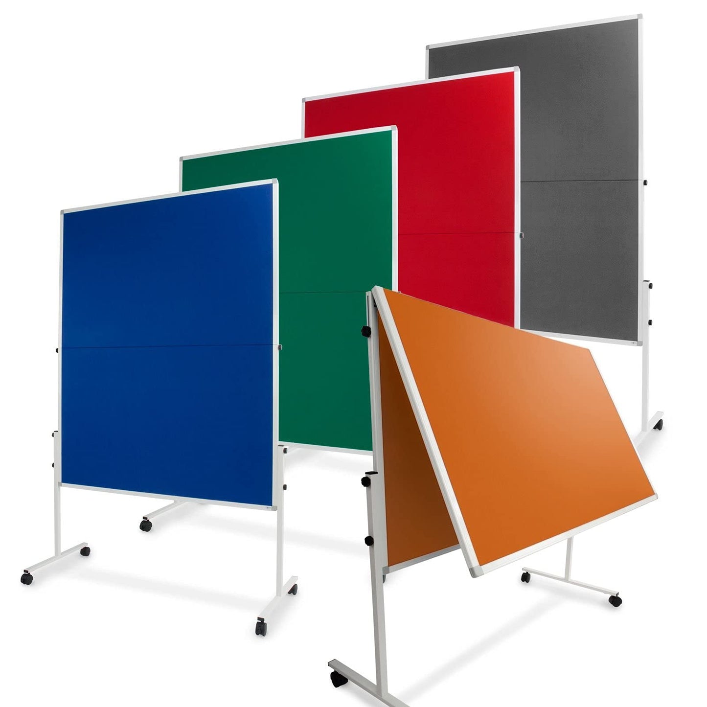 Floordirekt Filz Moderationstafel | Mobil & Klappbar | Filztafel Pinnwand mit feststellbaren Rollen | Metaplanwand Doppelseitig nutzbar | Inkl. Stellfüße & Rollen (150 x 120 cm, Blau)