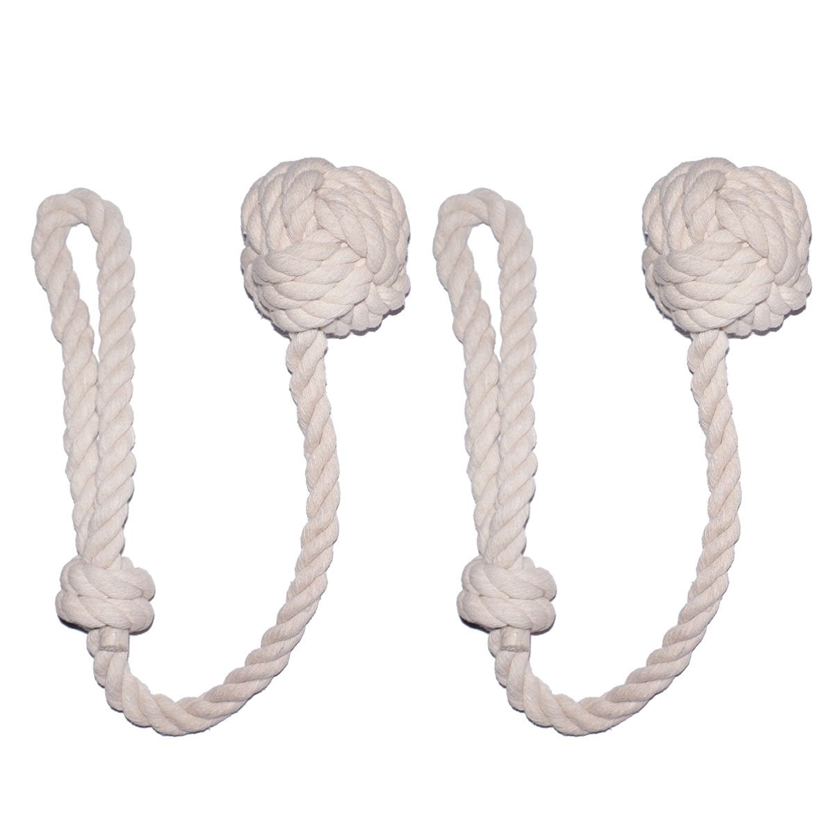 CHBOP 2 Stück Vorhang Zugband Gardine Gardinenhalter Vorhanghalter Raffhalter Holdback Gebinde Tie Band Tiebacks Handstricken Schnalle Baumwoll Seil mit Ball