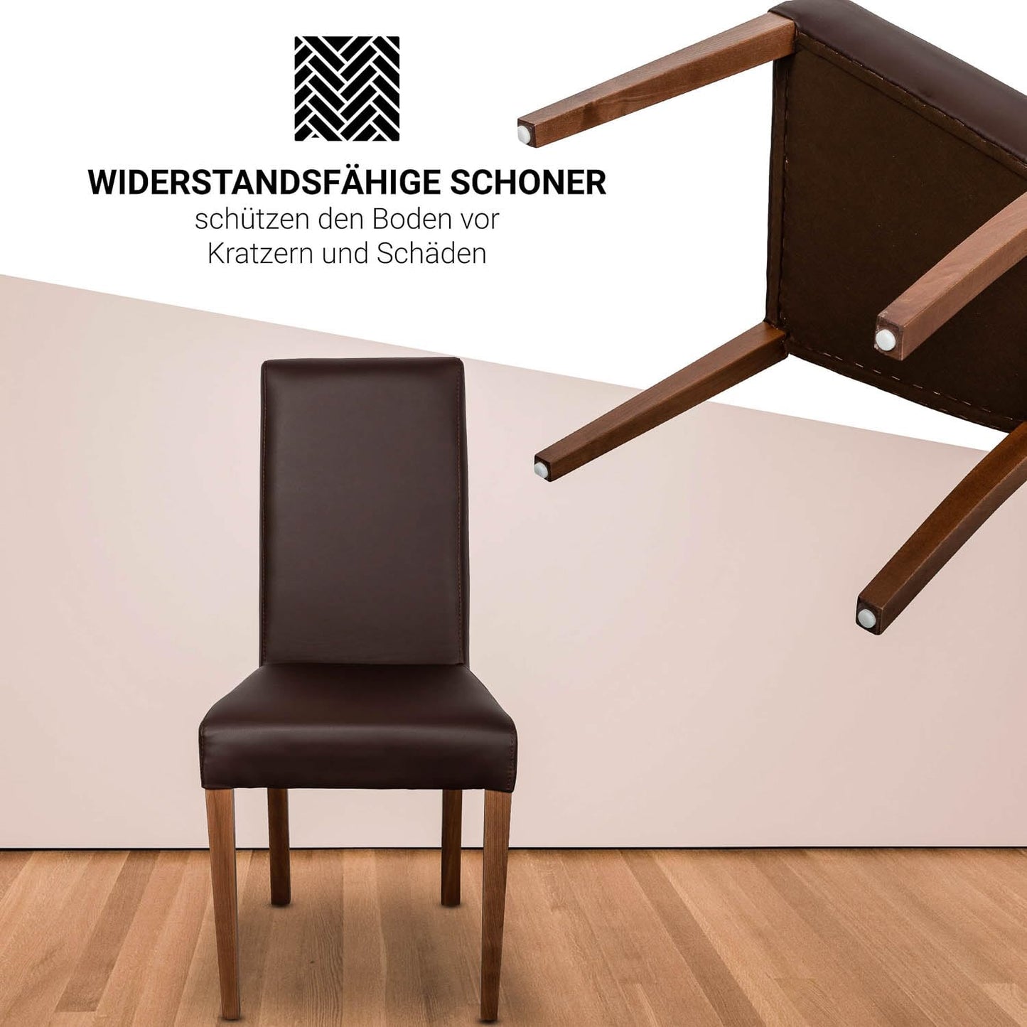 Staboos CH22 Esszimmerstuhle 2er Set Holz Stuhl bis 120 kg - Fertig montiert - Polsterstuhl aus massiv Holz Buche (Nussbaum - Braun)