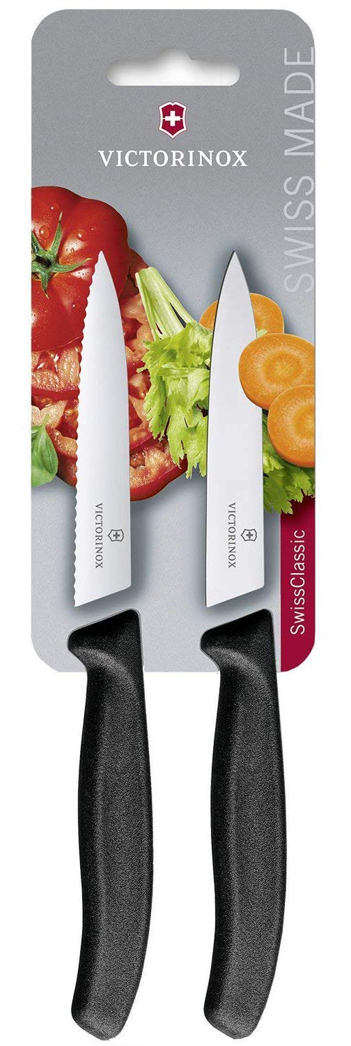 Victorinox, Swiss Classic, Profi Gemüsemesser-Set, Extra Scharfe Klinge, Swiss Made, Robuster Kunststoffgriff, schwarz