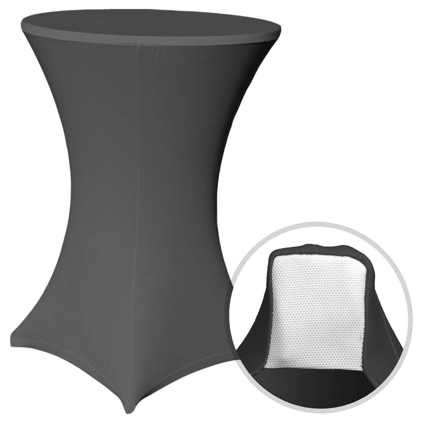 EXKLUSIV HEIMTEXTIL Stehtischhusse Stretch für Bistrotisch mit 4 Fußlaschen elastisch Ø 60-65x110-120 cm Anthrazit