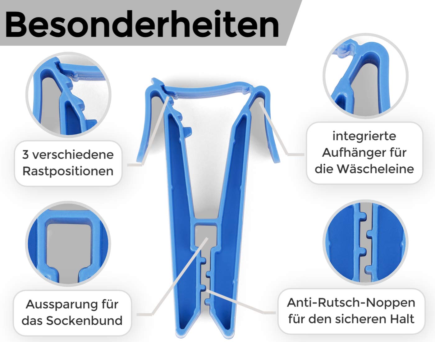 SocFix® Sockenklammern, Sockenclips, Sockenhalter (40 Stück)