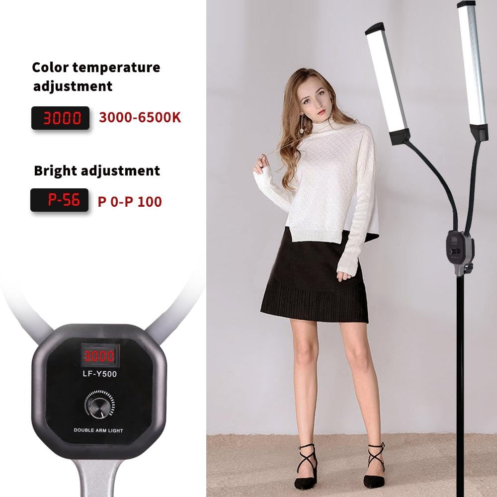 GSKAIWEN 50W dimmbares LED Videolicht Fotografie Licht-Set Studio Beleuchtung mit Stativ und Tragtasche für Make-up, Wimpern, Augenbrauen, Tattoo, 3000-6500K,CRI 90+