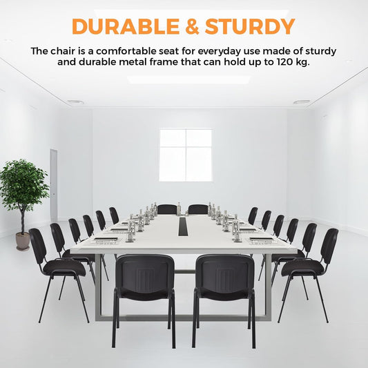 Topsit 8er-Set Stapelbare Besucherstühle Bordeaux ohne Armlehnen, Metallgestell für Büro, Rezeption und Konferenz