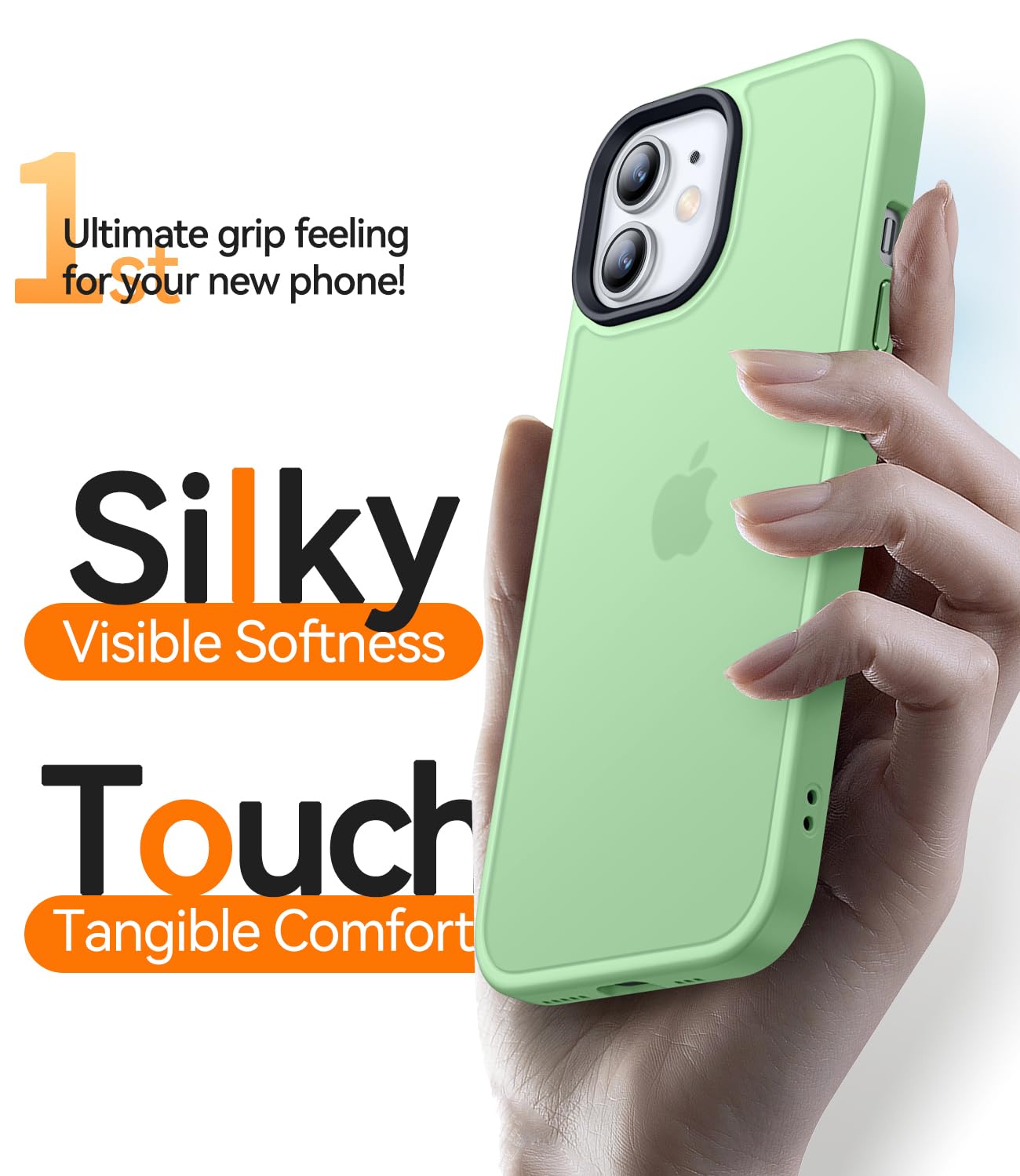 CANSHN Upgrade für iPhone 12/12 Pro Hülle [Militärschutz] Schutzhülle Samtige Touch Matt Anti-Kratzen Handyhülle iPhone 12/12 Pro Case, Matcha