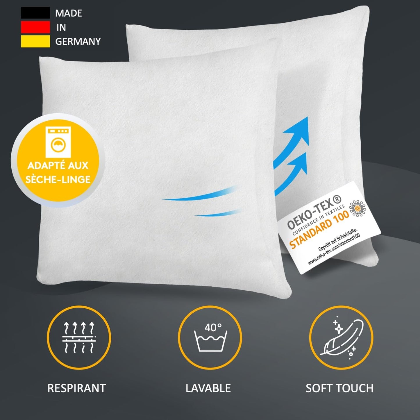 LILENO HOME 4er Set Kissenfüllung 40x40 cm - 40°C waschbares Innenkissen geeignet für Allergiker - Polyester Kisseninlet als Couchkissen, Sofa Kissen, Cocktailkissen und Kopfkissen