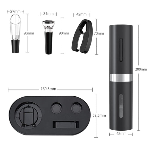 CIRCLE JOY Elektrischer Weinöffner-Set, Wiederaufladbares 5-in-1 Weinöffner-Geschenkset mit Ladestation, Folienschneider, Weinausgießer und Vakuum-Weinstopfen