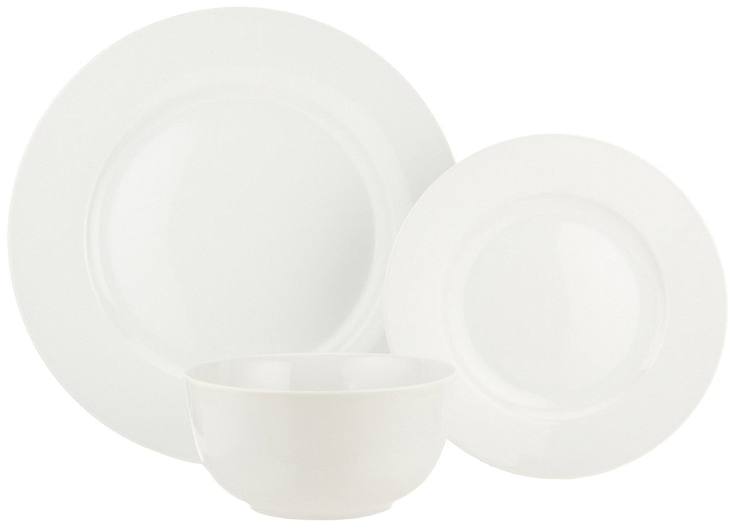Amazon Basics Geschirrservice, 18-teilig, für 6 Personen, Weiß