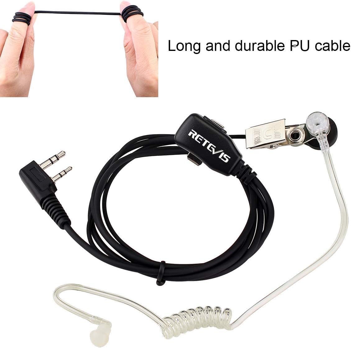 Retevis Funkgerät Headset Walkie Talkie Kopfhörer mit Schallschlauch Kompatibel mit JUCJET Walkie Talkie RT24 RT668 RT27 RT24V Baofeng UV 5R BF-88E BF-888S Kenwood Funkgerät Headset (2 Stück)