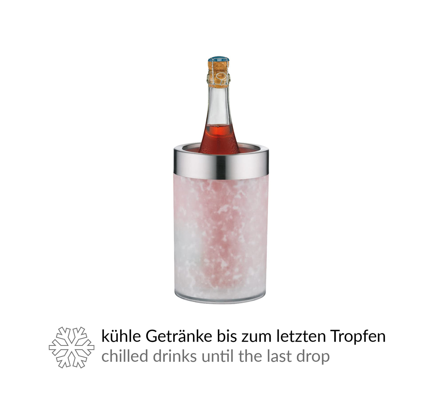 alfi Weinkühler Crystal Ice, Aktiv-Flaschenkühler aus doppelwandigem Acryl, 0355.011.000 Sektkühler einfach im Gefrierfach vorkühlen, Getränkekühler hält Flaschen über Stunden kalt, 16.3 x 16.3 x 22.7 cm