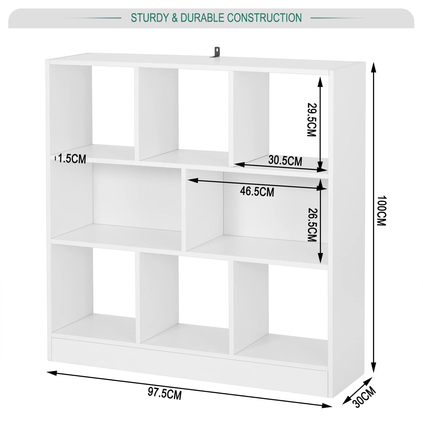 WOLTU Bücherregal Raumteiler Regal Bücherschrank Standregal Lageregal Aufbewahrungregal mit 8 Fächern Aktenregal für Wohnzimmer, Kinderzimmer und Büro, Weiß SK021ws