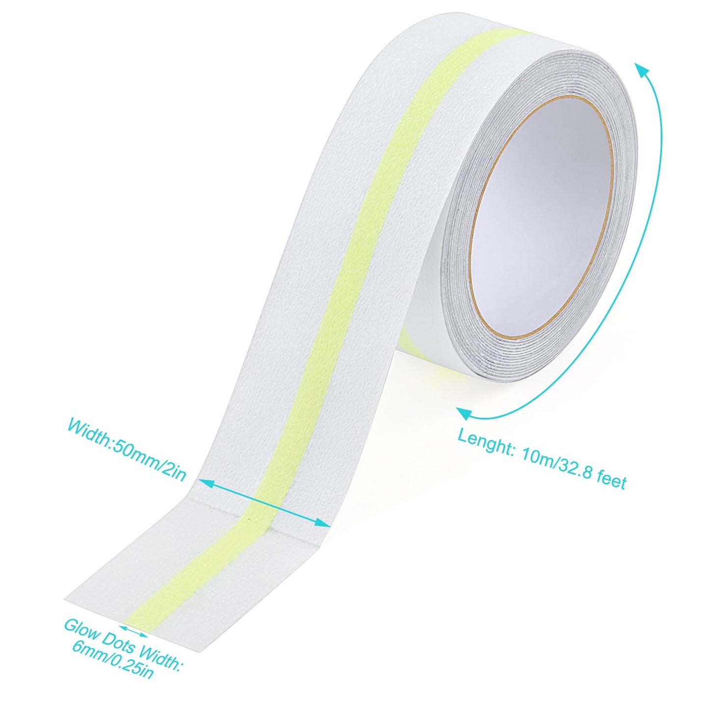 OQingluan Antirutsch Klebeband Leuchtet im Dunkeln 5cm*10m, Antirutsch Treppenstufen Transparent, Rutschfestes Klebeband, für Drinnen & draußen, Wasserdicht