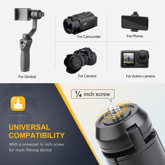 Zeadio Metall Mini-Stativ mit 1/4 Zoll Schraube, Tisch-Stativ für Smooth 4, Osmo Mobile, Vimble 2, Gimble Griff-Stabilisator und alle Kameras