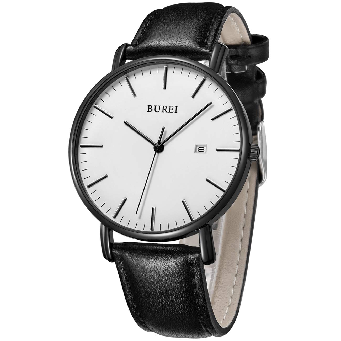 BUREI Herren Uhren Ultra Dünne Minimalistische Quarzuhr mit Datumsanzeige für Damen und Herren Classic Design Männer