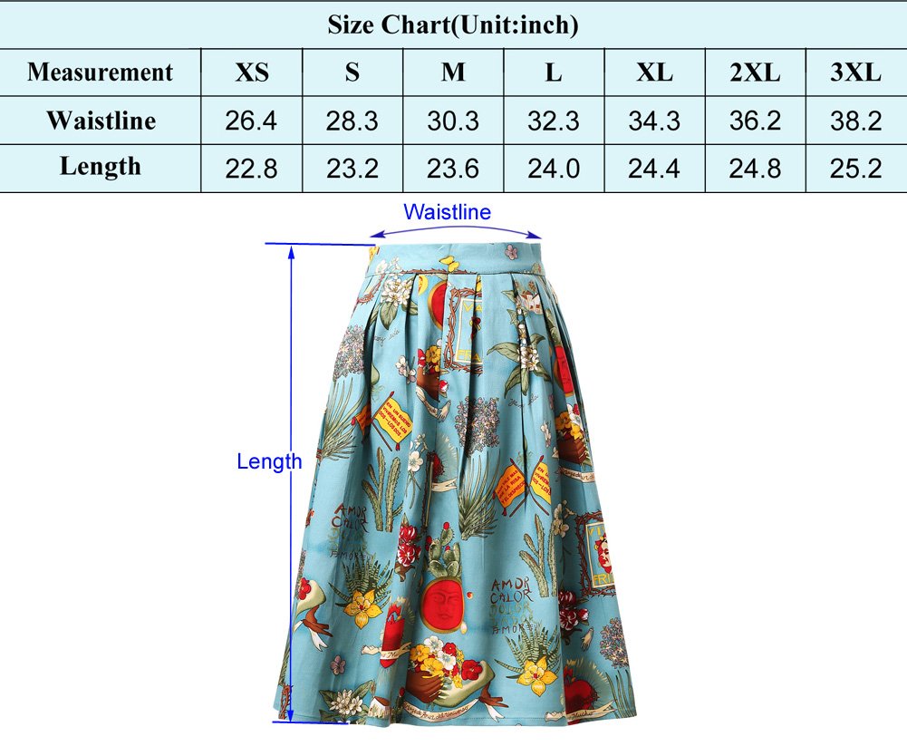 GRACE KARIN damen rockabilly rock a linie vintage retro rock swing röcke, M, Cl6294-31