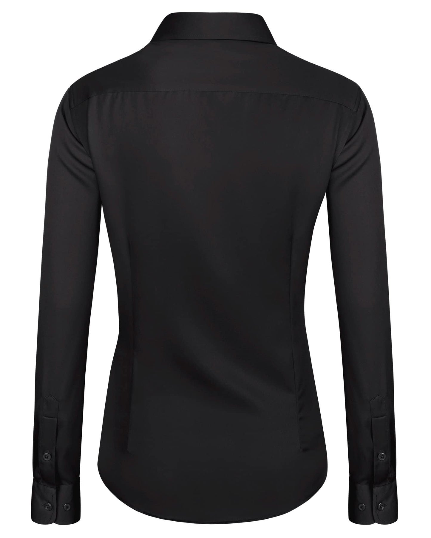 J.VER Bluse Damen Casual Business Bluse Damen Button Down Shirts Klassische Langarm Kragen Tops Bügelleichtes Modern Oberteil,Schwarz,3XL