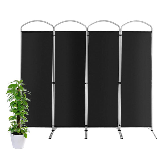 COSTWAY 221 x 188cm Raumteiler Trennwand, Paravent klappbar und abnehmbar, Sichtschutz 4 teilig, Room Divider Innen, aus Stoff, für mehr Privatsphäre und Flexibilität (Schwarz)