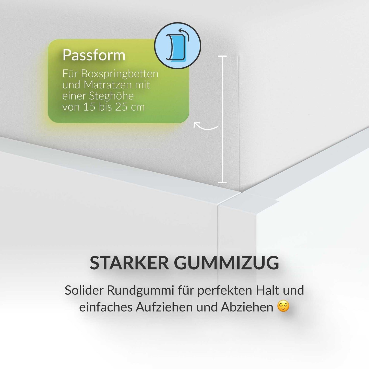 etérea Jersey Spannbettlaken 180x200cm - 200x200cm Weiss bis 25 cm Höhe - 100% Baumwolle Comfort Spannbetttuch, Oekotex Matratzen Bett Bezug - Bettlaken 180x200 cm - 200x200 cm - Weiss