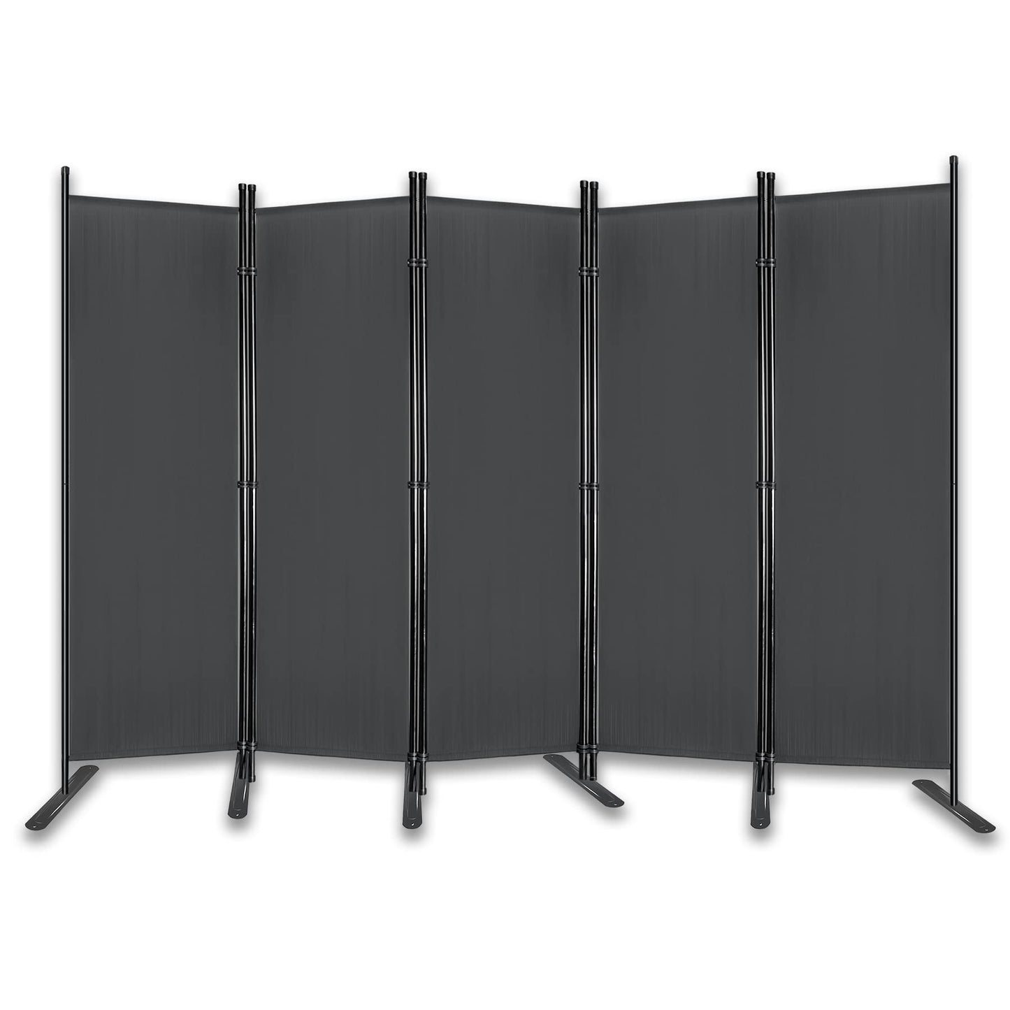 Froadp 280x180cm Klappbare Paravants mit Erdnägeln & Bändern Freistehend Stellwand Faltbare Umkleide Privatsphäre Raumteiler Windschutz Trennwand Sichtschutz Raumtrenner für Balkon Patio (Anthrazit)