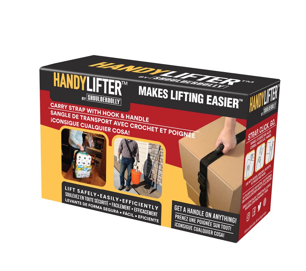 Shoulder Dolly M3070 HandyLifter Tragegurt mit Haken und Griff für einfaches Anheben, Heben, Tragen und Sichern von Paketen, Geräten, schweren, effizient und einfacher, schwarz
