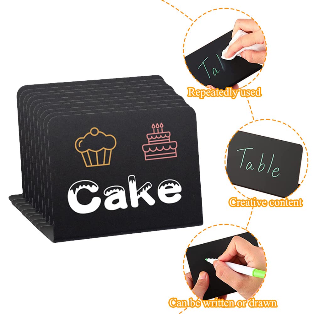 FENGQ Kreidetafel Klein set, 20 Stück Buffet Schilder, schiefertafel zum beschriften, Preisschilder Aufsteller, für Bäckerei, Buffet, Hochzeit, Party, Preisschilder, Café, 7.5 x 10cm (Schwarz/L Form)