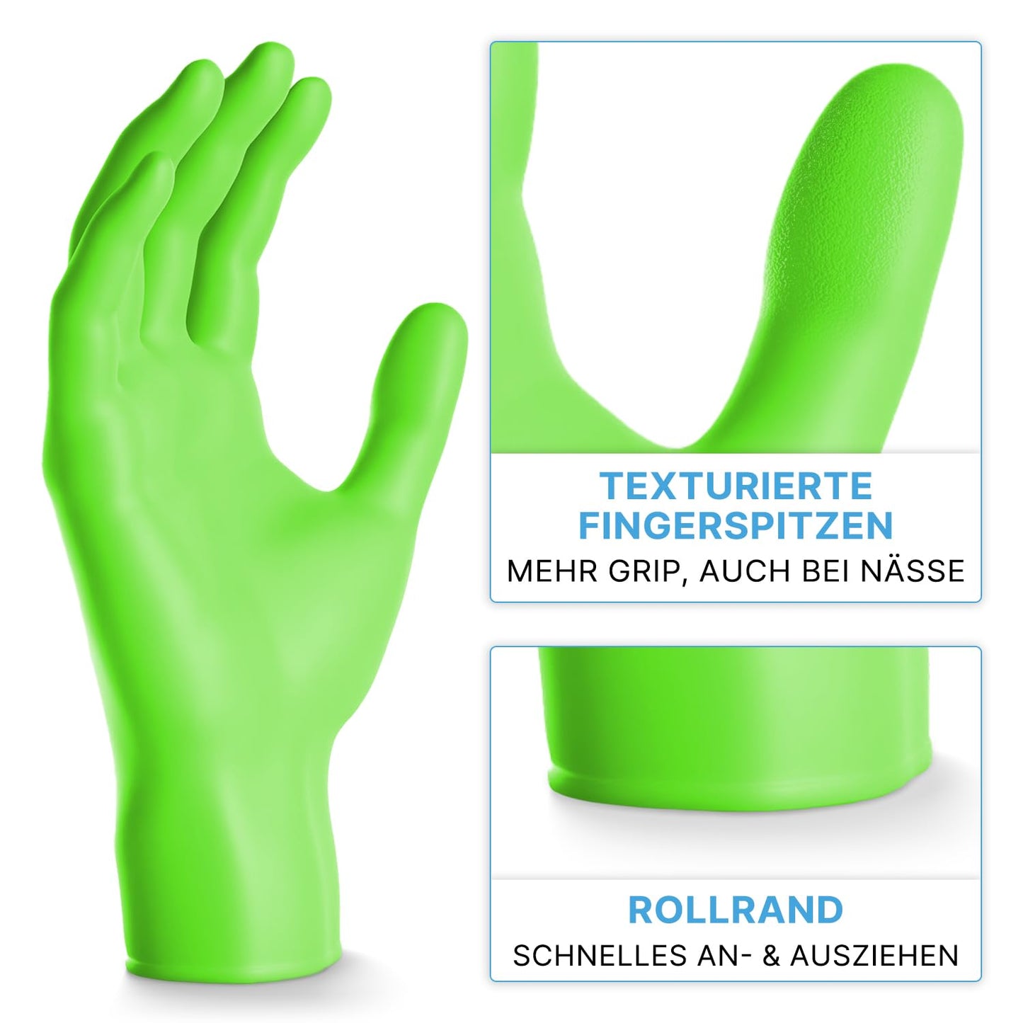 2000 Stück ARNOMED Einweghandschuhe Grün, Einmalhandschuhe M, Nitril Handschuhe Einweg, Nitrilhandschuhe puderfrei, Gummihandschuhe Einweg, Schutzhandschuhe