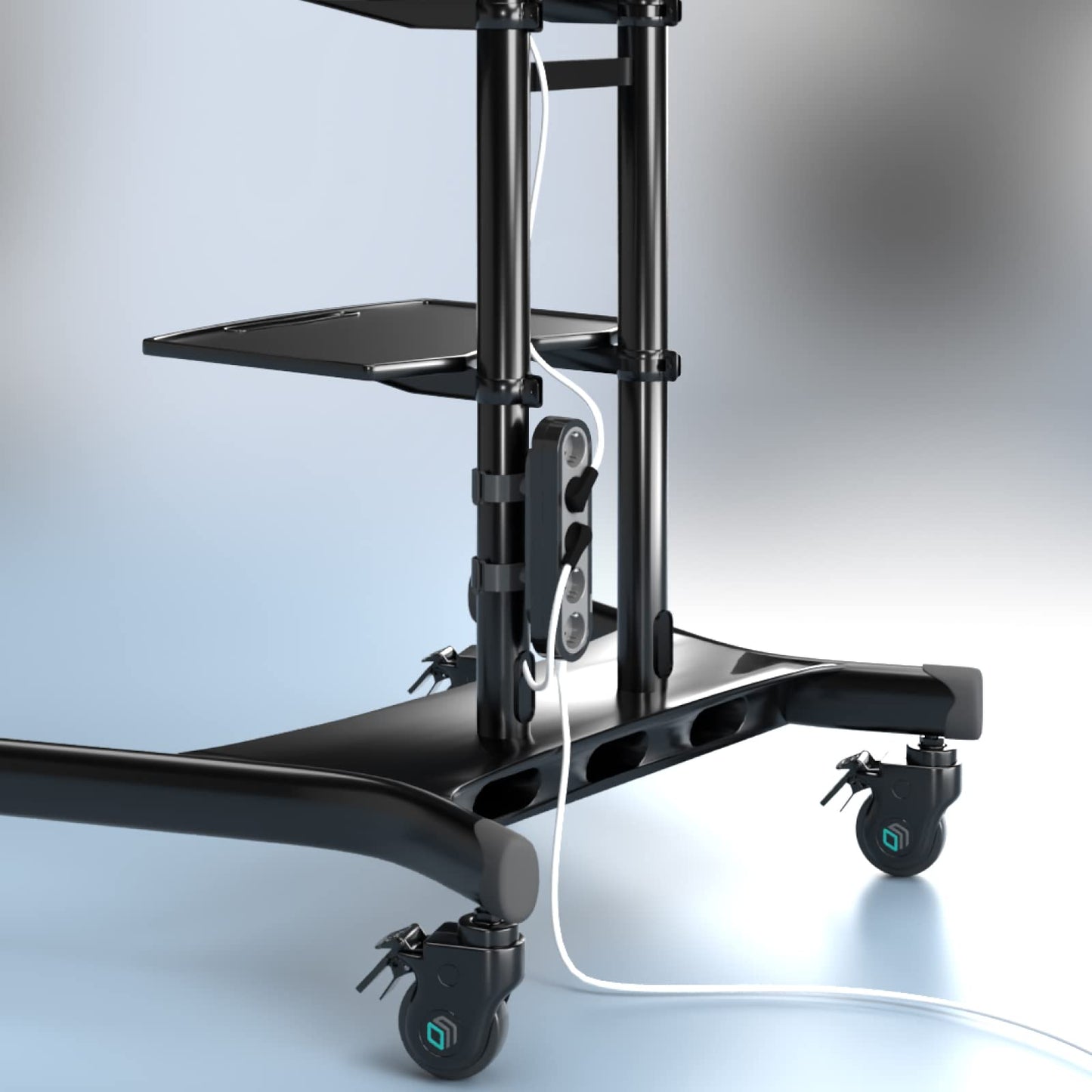 ONKRON TV Ständer TV Standfuss TV Rollwagen Verlängerungs-Netzfilterhalter Halterung für TS1881 ⌀50 mm APS1881 Schwarz
