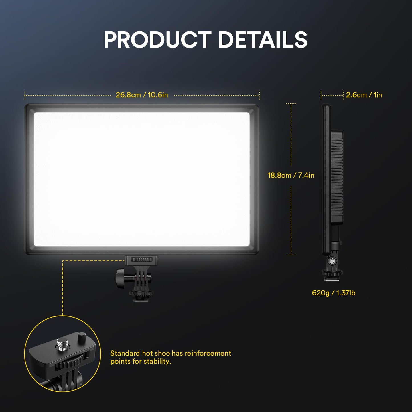 RALENO LED Videoleuchte, 19.5W Videolicht Eingebaute 2 * 4000mAh Akku CRI95+ 3200K-5600K Einstellbare Videokonferenz Licht, für YouTube TikTok Zoom Studio Fotografie Videoaufnahme Produktbilder Shoot