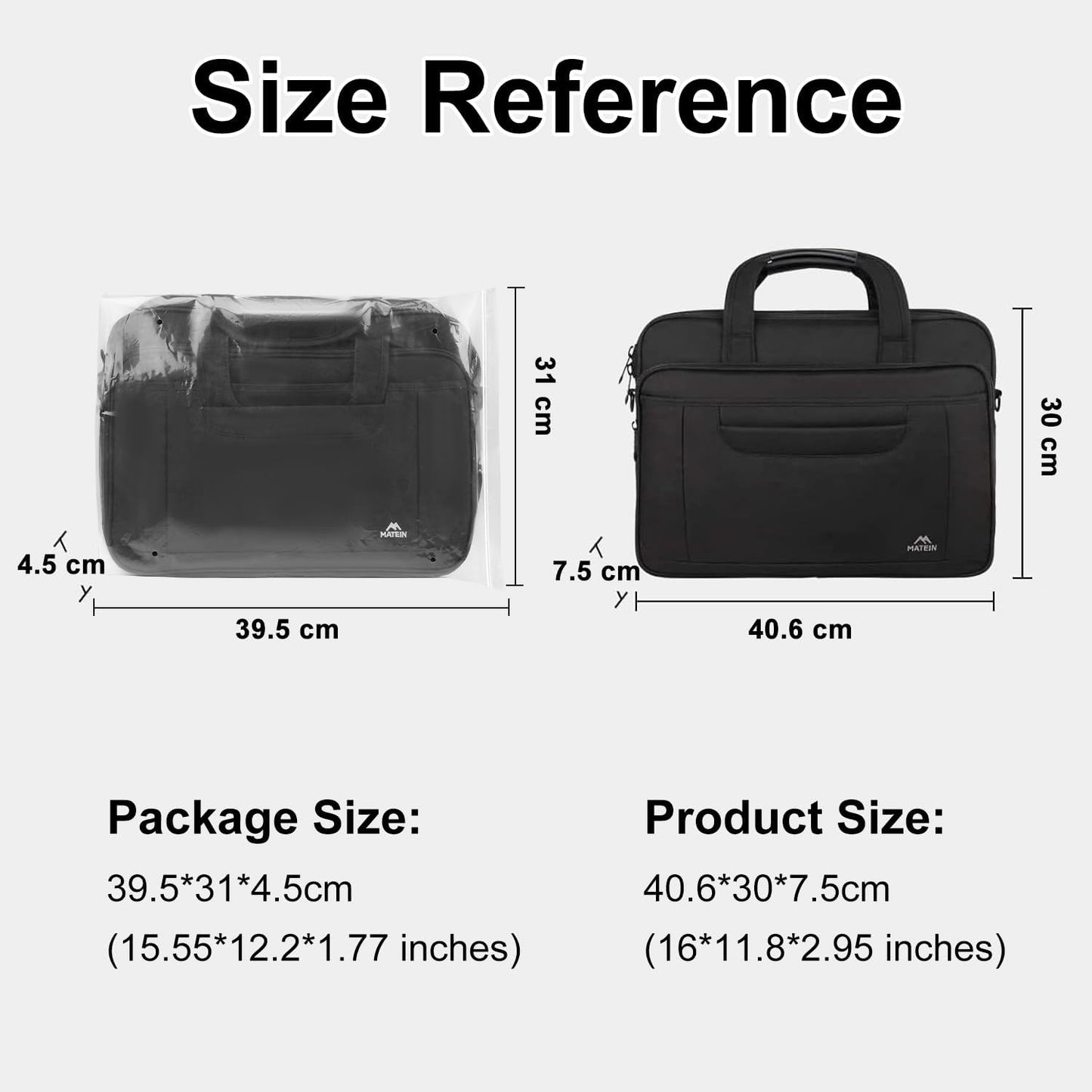 MATEIN Laptoptasche 15,6 Zoll, Laptop Aktentasche Herren Notebook, Computer Tasche Multifunktionale Business Schulter Tasche für Männer Frauen Umhänge, Schwarz