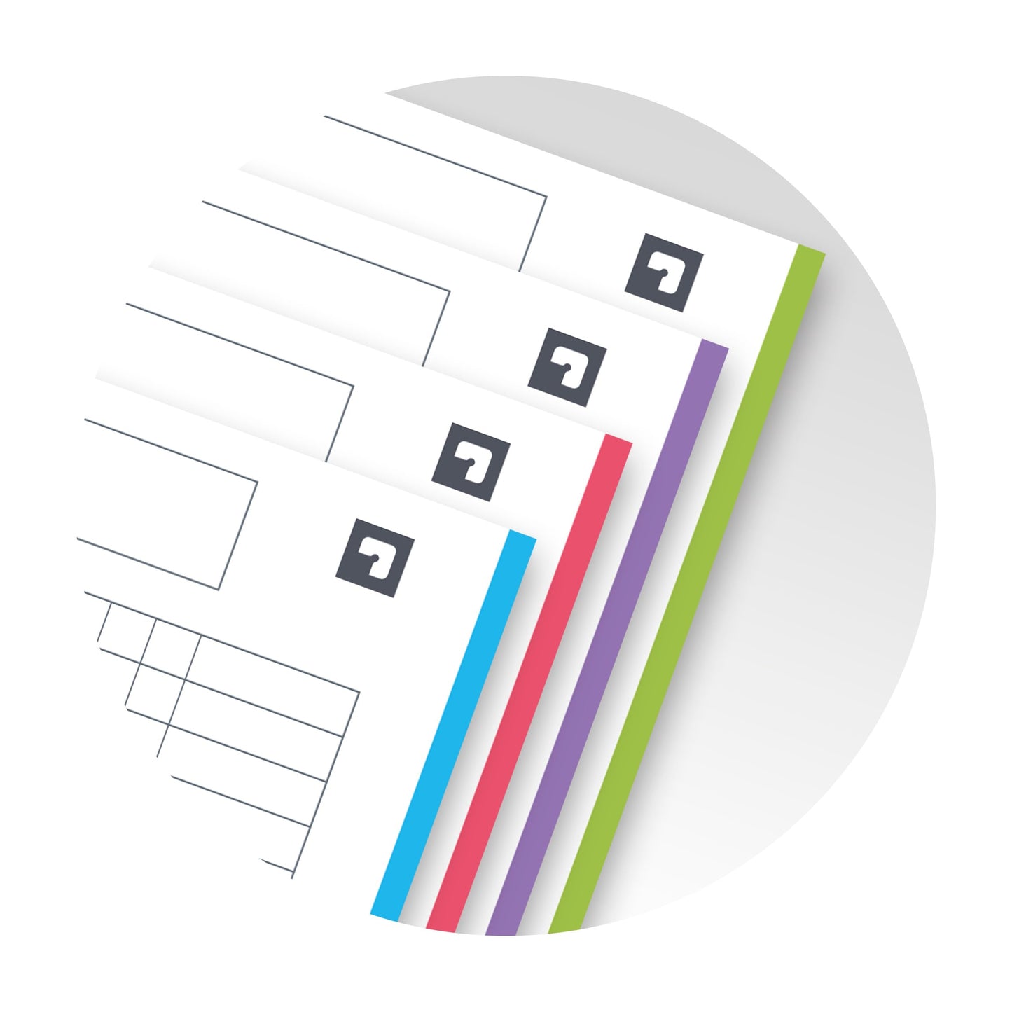 Oxford Collegeblock A5, kariert, 200 Seiten, European Book, 3 Register, 4 Farben, 5 Stück