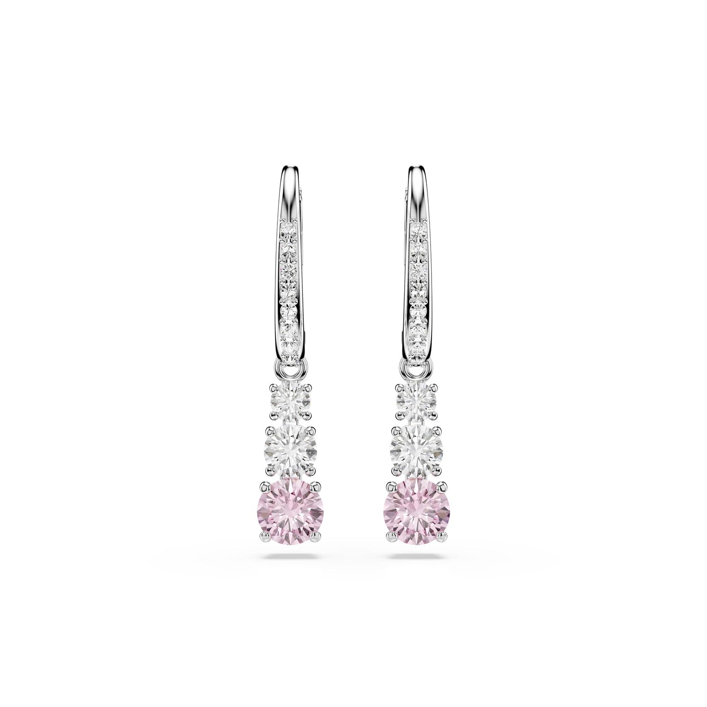Swarovski Attract Trilogy Drop-Ohrhänger, Rosane, Rhodinierte Ohrringe mit Strahlenden Swarovski Kristallen im Rundschliff