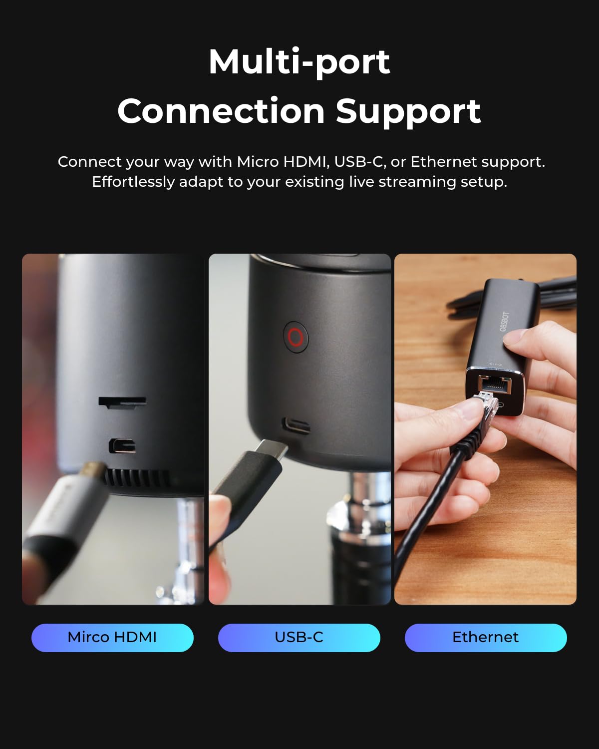 OBSBOT Tail Air NDI Streaming Kamera 4K, KI-Tracking PTZ Kamera mit intelligenter App, Gestensteuerung, HDMI/USB-C/Wireless Webcam, Video Kamera Live Stream für YouTube, Kirche, Anbetung, Creator, etc